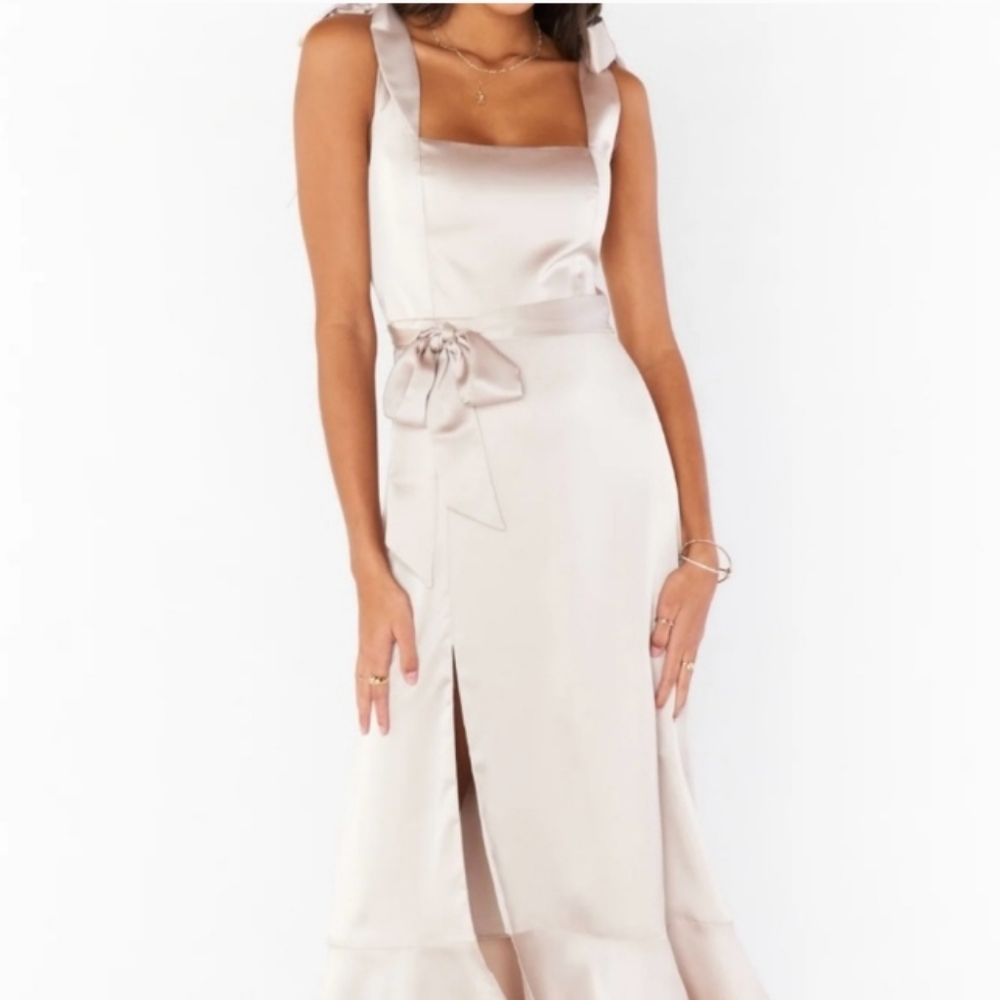 NWT Show Me Your Mumu Claire Midi - Show Me the Ring Luxe Satin- Size S - Picture 3 of 5